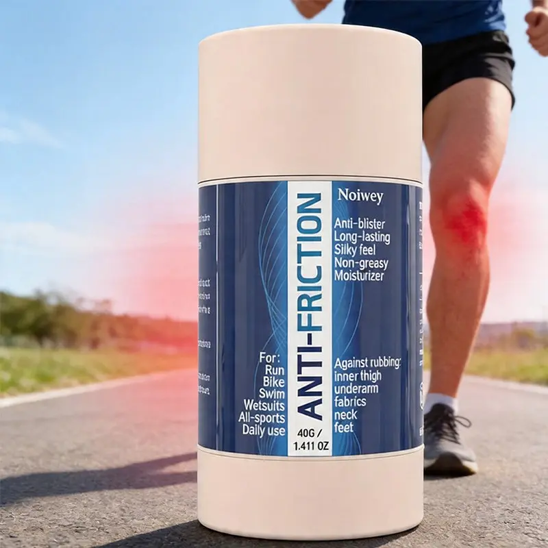 40g Anti-Friction Stick,with Shea Butter & Vitamin E. This anti-friction balm reduces chafing and irritation on thighs,chest, underarms and ankles to apply for daily wear running and sports.Moisturizing and anti friction,Suitable for men or women