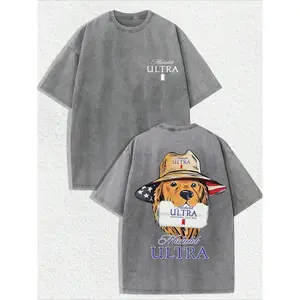 An "American Dog" vintage-style T-shirt made from 100% breathable pure cotton; a casual, everyday men's crew-neck tee featuring a graphic print. With its stylish and vibrant design, it makes an excellent gift for friends and family.