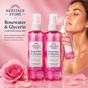Heritage Store Rosewater & Glycerin Hydrating Mist - Dewy, Moisturizing Skincare Mist for Dry Skin, Scented Radiant Skin Support & Repair