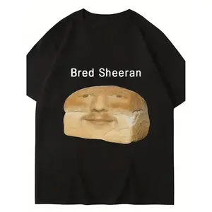 Men Fun Bread Face T Shirt Bread Sheeran Pun with Bread Slice Design Casual Crew Neck Regular Fit Ideal for Music Fans and Comedy Enthusiasts Suitable for All Seasons