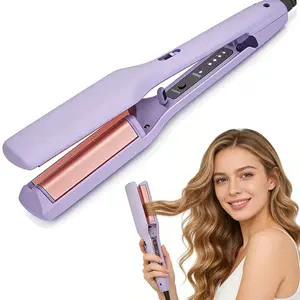 1-Inch Deep Waves Crimper,Negative-Ionic for Smooth Hollywood & MermaidWaves, Curler Roller Styling Tool, Gift Ready; IonicCeramic French Curling Iron; Travel Tools;Adjustable Volumizing Curler