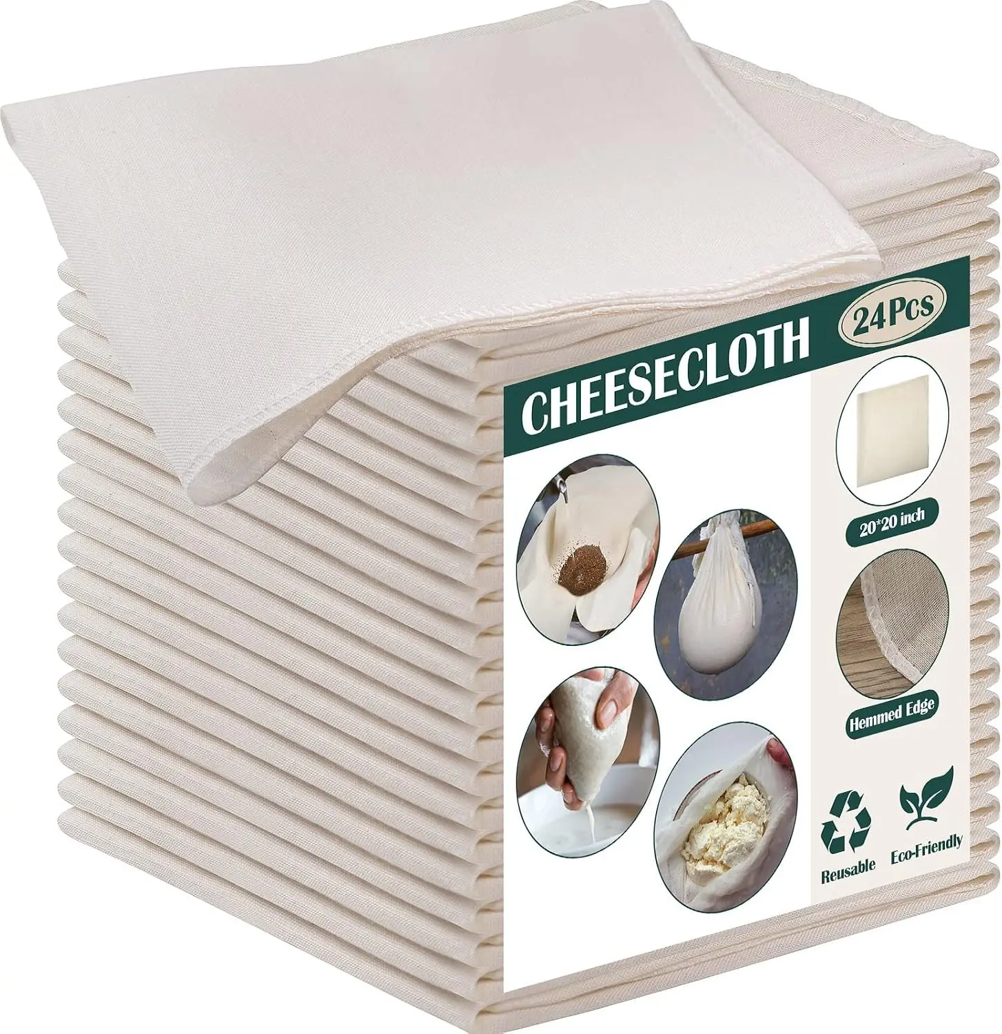 Reginary 24 Pcs 20 x 20 Inches Cheese Cloths for Straining Cheesecloth Bulk