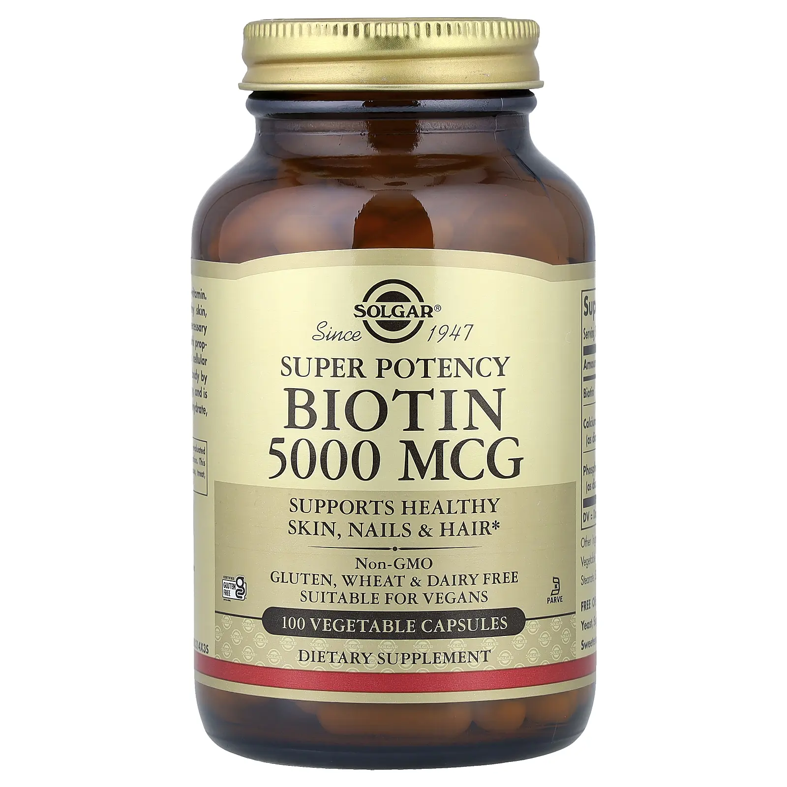 Solgar Biotin, 100 Vegetable Capsules