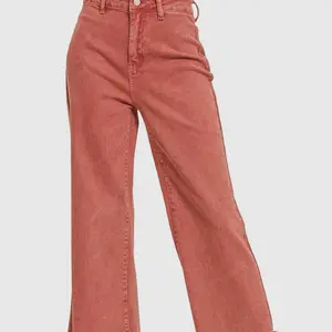 High Waisted Wide leg frayed cropped hem.