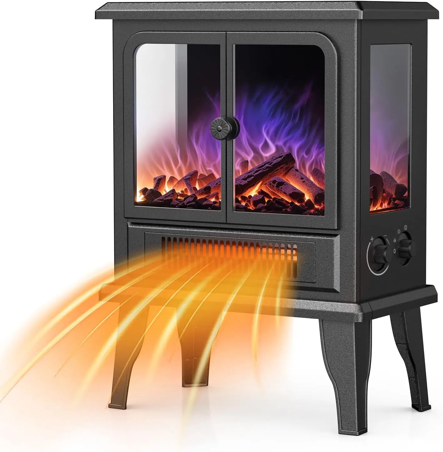 Ecotronic Electric  18.9in FreeStanding Fireplace Heater with 3D Flame, 750W/1500W, overheating Protection for Indoor use