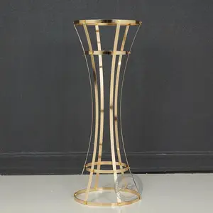 4 PACK | 31.5” Tall Slim-Waist Gold Wedding Vases Centerpieces Flower Stand,Tabletop Centerpiece Stand