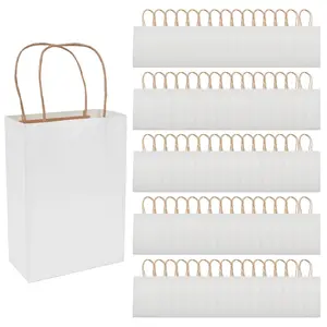 6 1/2" x 9" Bulk 60 Pc. Medium Classic White Kraft Paper Gift Bags