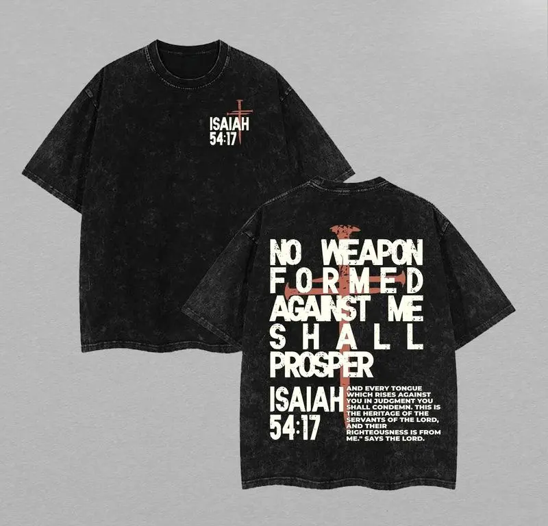 No Weapon Christian Washed T-Shirt, Jesus T-Shirt, Jesus Tee, Easter Tee, Christian Apparel Streetwear Gym Menswear Oversized Top Men or Women