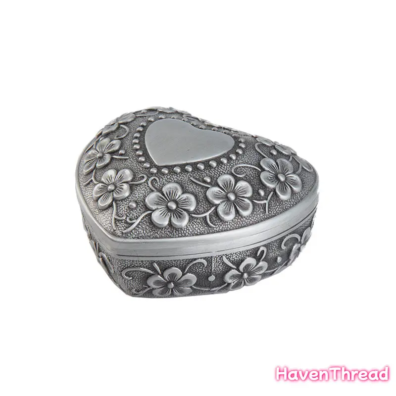 Customizable Lockable Metal Jewelry Box - Durable Storage Organizer with Elegant Floral Design, Wedding Ring Keepsake, Ideal for Engagement & Wedding Gifts (No Electricity Required)