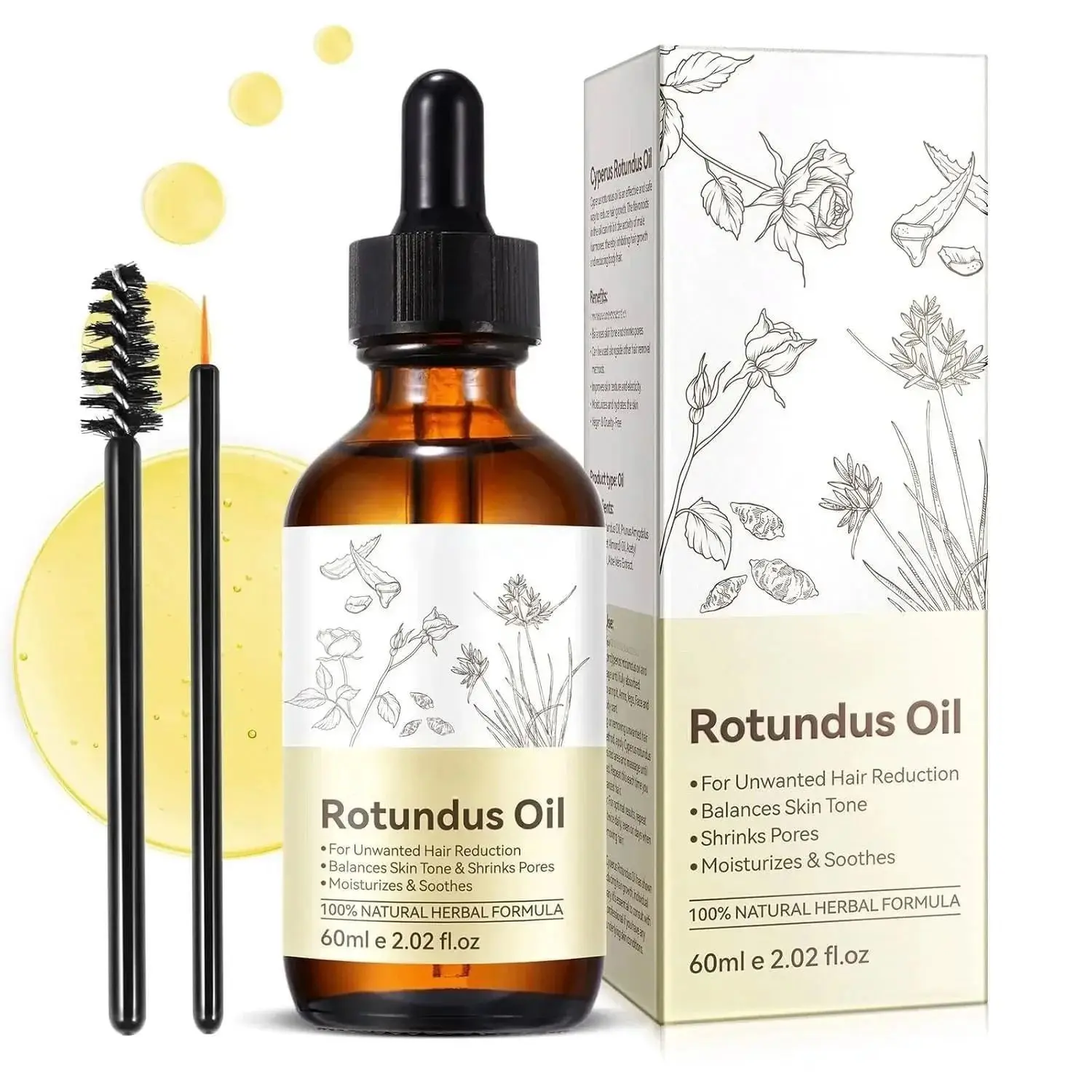 Cyperus Oil, Cyperus Cypress Rotundus for Hair Removal, Reducing Body Hair Growth, Smooth Skin & Moisturizing,Suitable for All Skin Types, Natural Hair Removal Solution - 2.03 oz