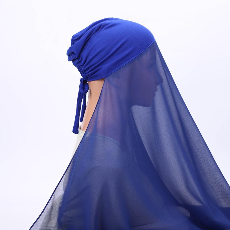 RIMAIRE Women jersey hijab with Inner Cap Sets Premium Chiffon Hijab Muslim Breathable Under Caps Headscarves instant hijab  with  cap Sheerhijabs Tudung