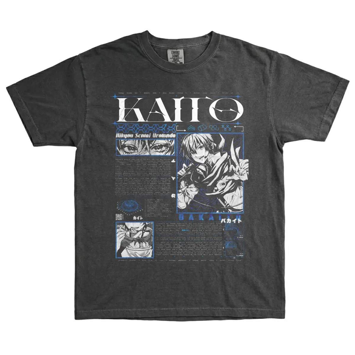 Kaito Hikyo Sentai Urotander Graphic T-Shirt, Blue Vocalid Anime Tee Unisex