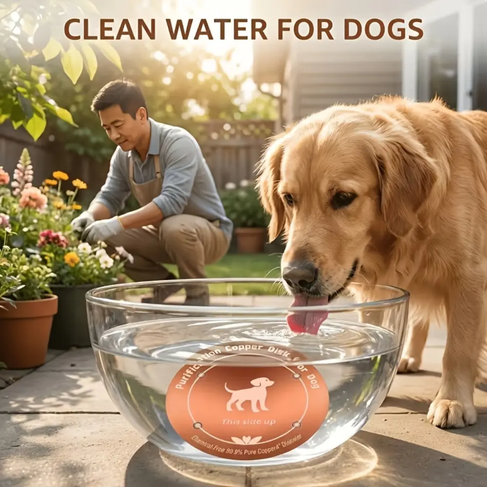 Copper Pet Water Filter, 99.9% Pure Copper, Reusable, Chemical-Free, Easy to Use, Suitable for Dogs, Cats, Cows, Chickens