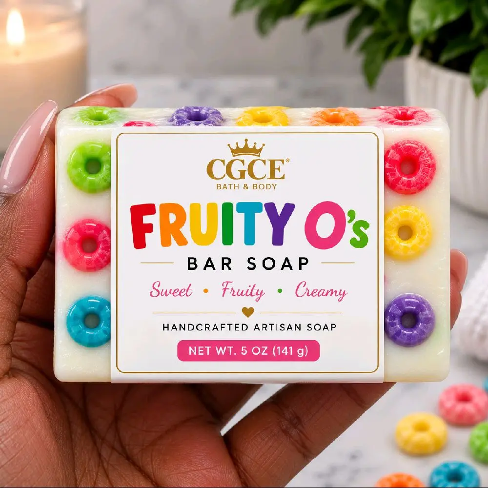 Fruity O's Shea Butter Bar Soap, Hydrating Body Care Bar with Moisturizing Shea & Refreshing Scent for Daily Bath Use