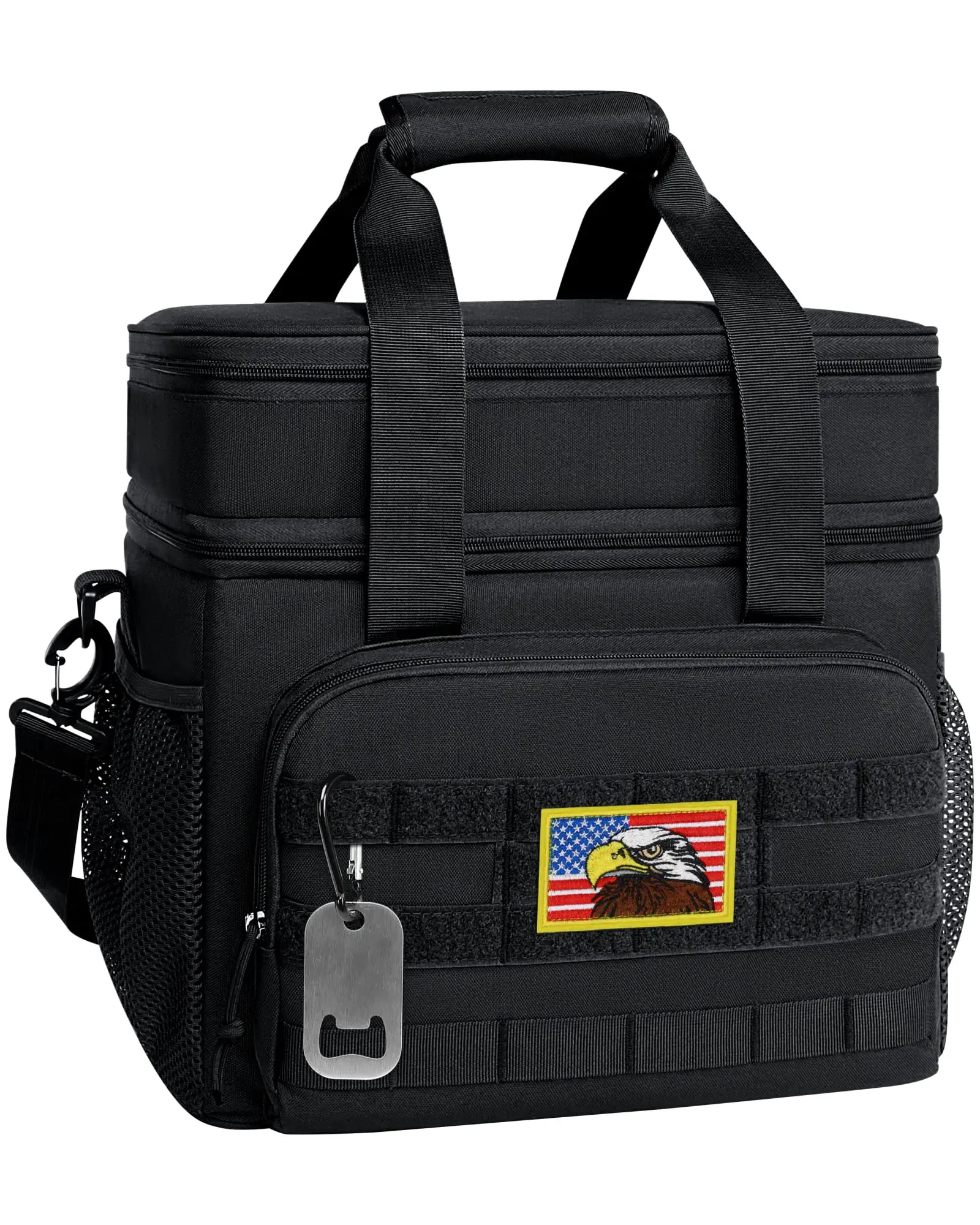 Double Deck Expandable Lunch Bag for Men, 25L Reusable Lunch Box for Office Picnic Hiking Beach, Insulated Cooler Tote Bag for Work Camping Fishing