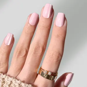 Baby Pink Cat Eye Press-On Nails - Stylish Squoval Shape & Captivating Cat Eye Effect - Salon-Quality Finish - Perfect for Cat Lovers & Soft Glam Enthusiasts - Glossy Topcoat Included