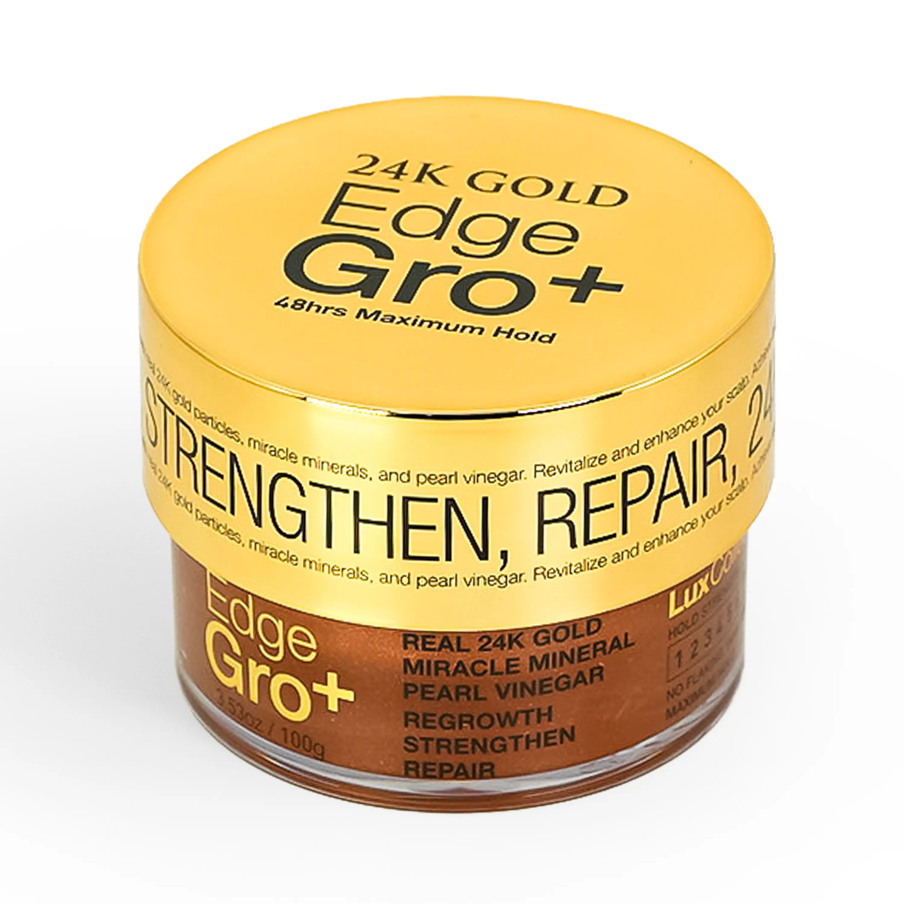 Lux Collection 24K Gold Edge Gro+ 48 Maximum Hold Edge Tamer Conditioning Hair Gel Edge Tamer No Flaking Haircare