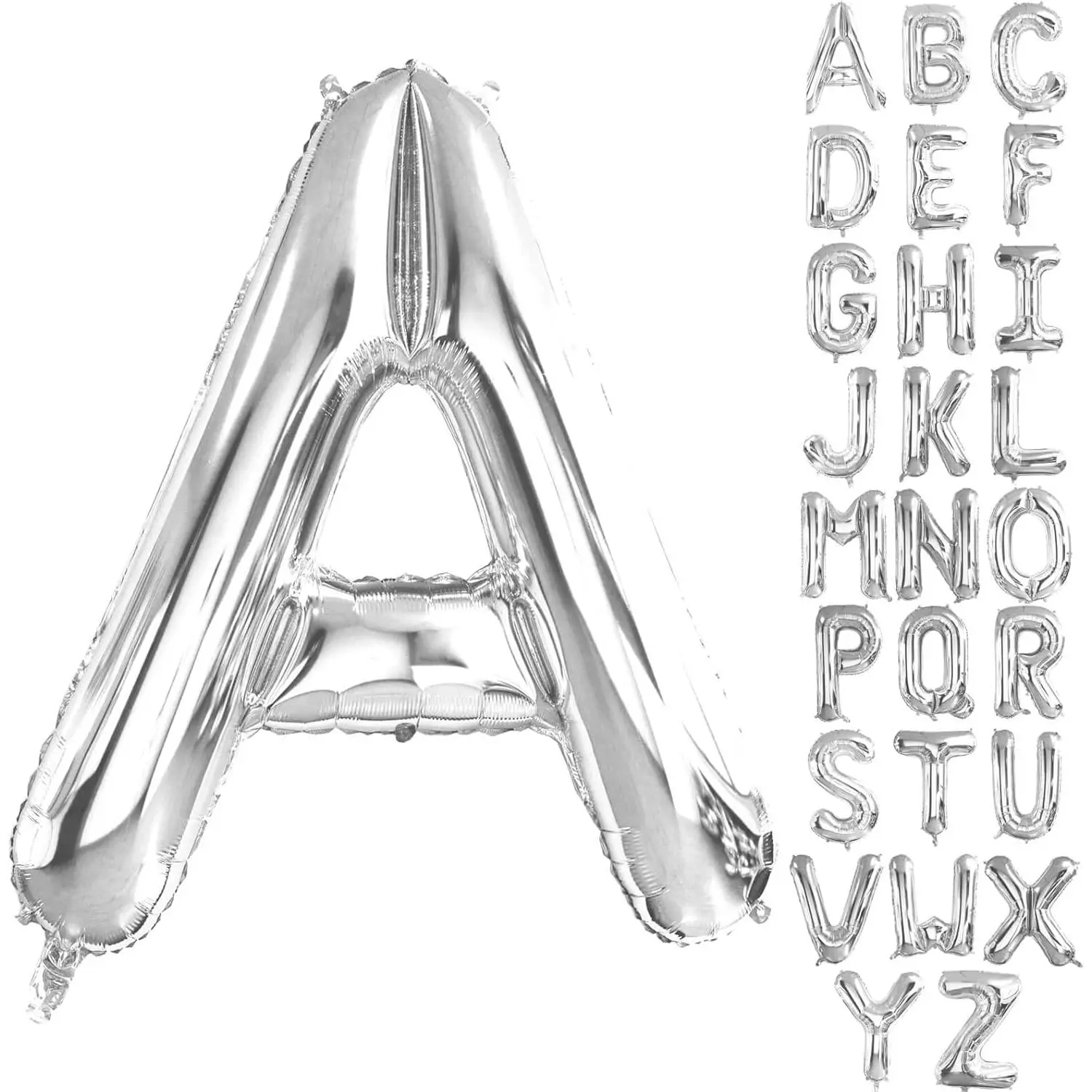 40-In Silver Aluminium Letter A Mylar Foil Helium Balloon, Jumbo Festive Banner, Birthday Party Decor & Photo Prop