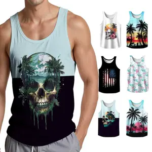 Mens Tank Tops Summer Sleeveless Graphic Tee Cool Workout T-Shirts Beach Novelty Undershirts, Comfy Vests Gym Casual Menswear Tanktop