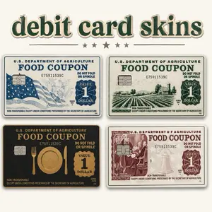 Vintage Food Coupon Debit Card Skin Sticker 2 Pack Vinyl Credit Card Cover