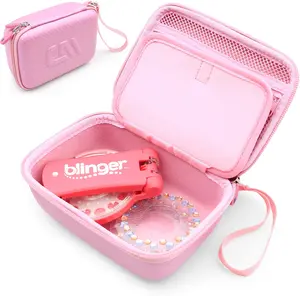 CASEMATIX Travel Case for Blinger Deluxe Set, Blinger Refill Gems and More Hair Jewels and Nail Glam Childrens Accessories, Case Only with Wrist Strap