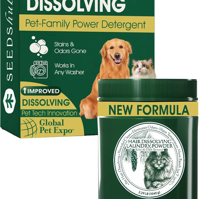 Seedshub Pet Hair Remover for Laundry - Dog & Cat, 6-Month Supply | Upgraded Higher Hair Dissolution for Clothes, Pet Bedding & Blankets, Removes Stains & Odors, HE/Front/Top Load, Septic Safe