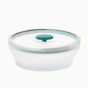 Anyday 7-Cup Microwave Cookware and Glass Container with Glass Lid, Plastic-Free Shallow Food Storage | Stackable Airtight Steamer with Vented Lid for Microwave-Safe Reheating & Steaming Vegetables