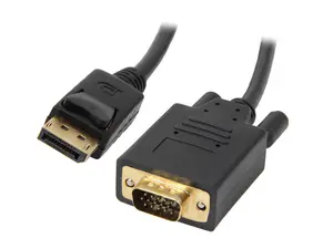 Nippon Labs DP-VGA-3 3 ft. Black DisplayPort to VGA DisplayPort to VGA 28 AWG Cable Male to Male