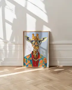 Eclectic Decor, Maximalist Decor, Giraffe in Suit Painting, Maximalist Wall Decor, Colorful Apartment Decor, Dopamine Art Print, Dorm Decor Artistic Decor