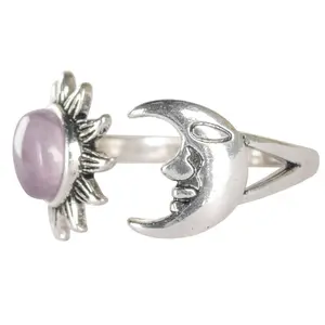 Amethyst Sun & Moon Adjustable Ring Lavender Gem
