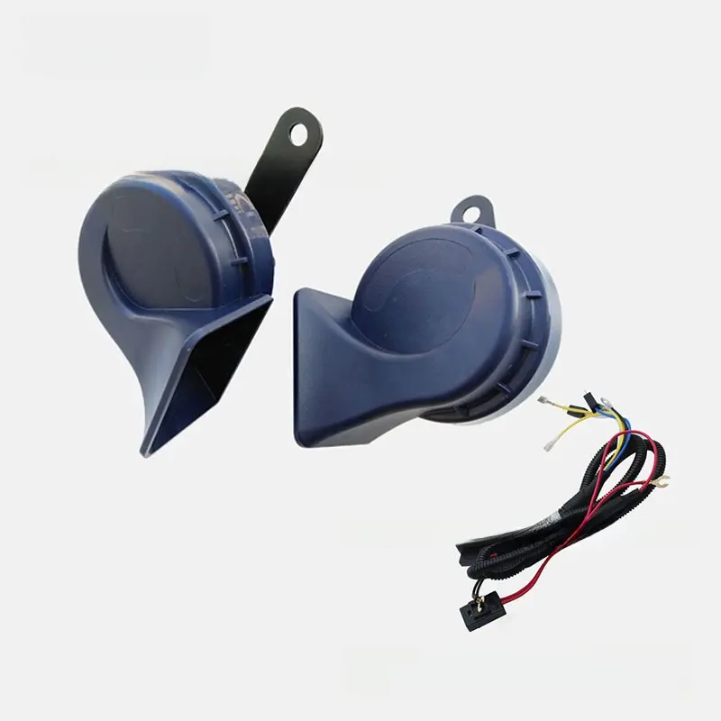12V Dual-Tone Snail Electric Horn, 12v Voltage, ABS+Metal Construction, Plug-N-Play Installation, Waterproof, High-Pitch Warning Sound, Automotive Exterior Horn Accessory for Cars, Wiring Harness, Driving Safety, Anti-Vibration, Snail Shape