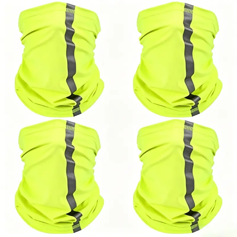 Reflective Neck Gaiter Face Mask, 4 Pcs UV Sun Protection Balaclava Bandana Scarf for Men Work & Outdoor
