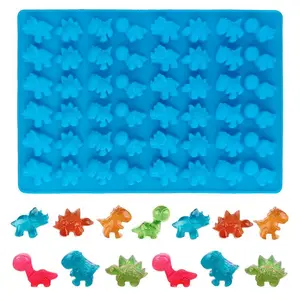 48 Mini Dinosaur Silicone Cake Chocolate Mold, Candle Fondant Drip Cookie Mold, Perfect for Kids' Parties, Easy to Clean, Non-Toxic Material