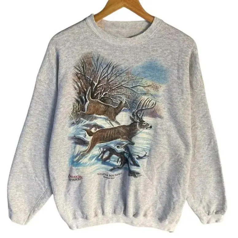 Vintage 90s Whitetail Deer Sweatshirt, Deer Stag Wilderness T-Shirt Sweatshirt, Deer Stag Classic Cotton Menswear Sweatshirt, Hoodie, Comfort Colors