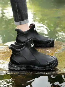 Men's Waterproof Short Rain Boots, Durable Kitchen Shoes, Fishing Shoes, Anti-Slip Work Rubber Shoes, Outdoor Water Shoes