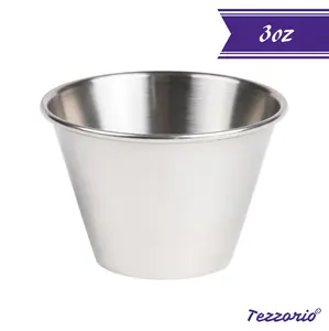 (12 Pack) Small Sauce Cups 3 Oz – Commercial Grade Stainless Steel Dipping Sauce Cups – Individual Condiment Cups/Portion Cups/Ramekins – Durable, Stackable, Rust-Resistant by Tezzorio