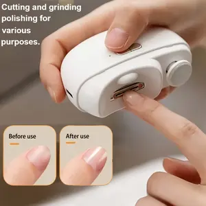 Professional Electric Nail Clipper with Polishing, Filing, Trimming and Shaping Tools -  Automatic , Compact, Rechargeable, Adjustable Speeds, Nail Scrap Storage, White Beauty Products for At-Home Manicure, Cuticle Care, Nail Art & Outdoorfun Travel Use