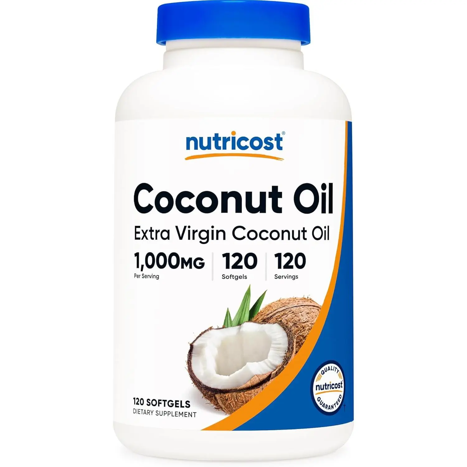 Nutricost Coconut Oil Softgels (1000mg) 120 Softgels - Extra Virgin Coconut Oil - Gluten Free and Non-GMO