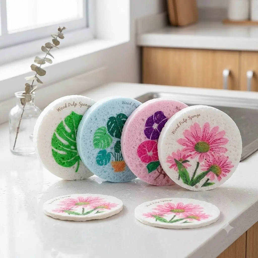 Magic Compressed Wood Pulp Sponge | Eco-Friendly Pop-Up Dish Sponges for Kitchen | Non-Scratch, Odor-Free & Biodegradable (4 Pack)