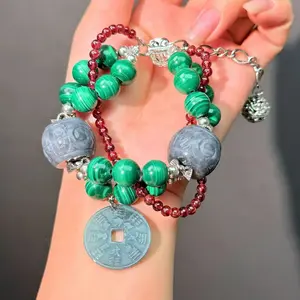 017 Malachite Garnet Jadeite bracelet 2025 energy high quality fashion jewelry magnetic beads bracelet gift