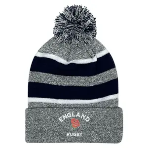 Nations of Rugby England Hooped Pom-Pom Beanie