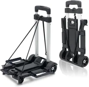 Folding Hand Truck 70 lbs Small Dolly with 2 Wheels Lightweight Aluminum Foldable Luggage Cart for Airport Travel Moving and Office Use Ergonomic Handle Durable Design