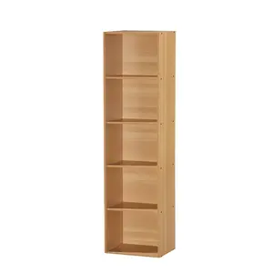 212 MAIN 5-Shelf Bookshelf Book Rack - Beech Wood Commercial Office Storage Furniture, Five Shelves