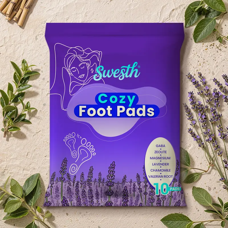 Adults' Natural Ginger Powder Foot Patches with Bamboo Vinegar & Quercus Glauca - 10 Sheets, 24 Months Shelf Life, Portable Overnight Warm Health Therapeutic Solution for Stress Relief, Blood Flow Boost