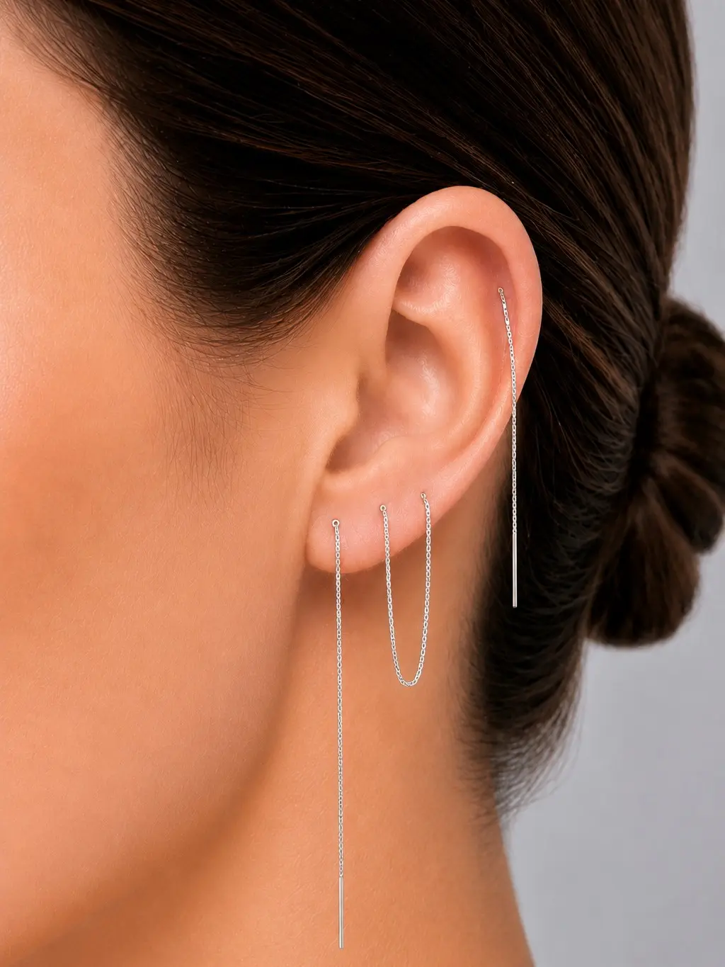 925 Sterling Silver Long Chain Threader Earrings (1 Pair) 925 Sterling Silver Long Chain Threader Earrings (1 Pair)