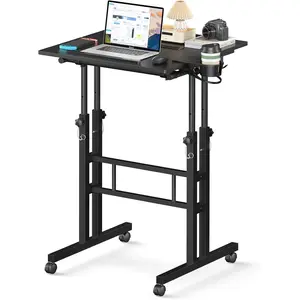 Small Standing Desk with Wheels, Mobile Stand Up Desk, Portable Standing Table  Wheels for Walking Pad, Rolling  Desk Adjustable Height, Tall Table