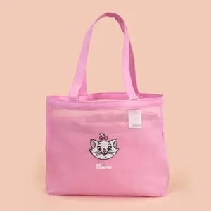 [New Year's gift] MINISO Disney Fluffy Cat Embroidered Mesh Shoulder Bag (Pink, Marie Cat), Cute Style, Exquisite Design, Fashionable Boutique   075