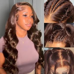 [Soft Glam Waves] Megalook #4 Brown Chocolate 13x6 Glueless Lace Frontal Wig Transparent HD Lace Frontal Wigs Pre-plucked Natural Hairline Put on Go Beginner Friendly Wig