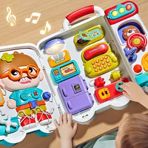 Montessori Busy Board for Toddlers & Kids,including English & Spanish + 10 baby songs, 7 light, 10 numbers and 9 shapes, Educational Montessori Toddler Boys,Christmas Gifts Toy for 1 Year Old Boys Girls ﻿ Gifts For Kids LED Light Up