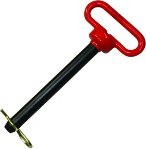 Red Head Hitch Pin for Tractors and Trailers 3/4" by 6-1/2 Inch Forged Heat Treated Grade 5 Performance with Red Vinyl Coated Handle and Zinc Plated R Clip Pin